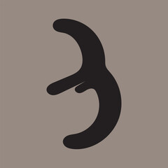 Stylized number three in black on a gray background, simple and modern