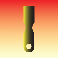 Green paddleshaped object with a hole against a vibrant gradient backdrop