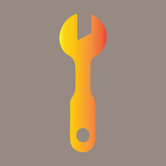Orange wrench tool icon for repair, maintenance, or construction work