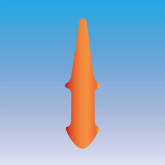 Illustration of a simple orange arrow pointing down on a blue background