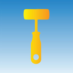 Golden paint roller icon on blue gradient background for painting work