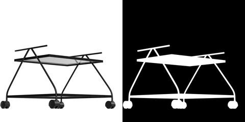 3D rendering illustration of a food beverage trolley cart