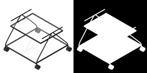 3D rendering illustration of a food beverage trolley cart