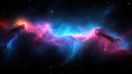 Obraz premium Vibrant Nebula in Space with Colorful Gas Clouds and Stars