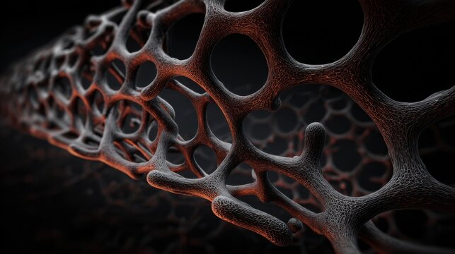 Abstract dark organic structure with glowing core