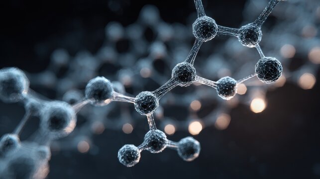 Abstract molecular structure on dark background - Powered by Adobe