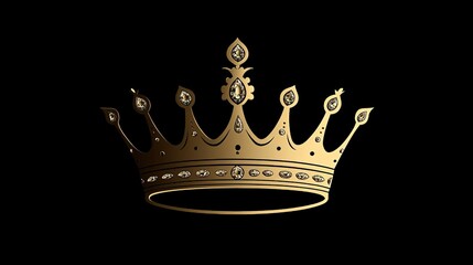 Golden Crown with Gemstones on Black Background