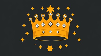 Golden Crown with Diamonds and Star Accents on Dark Background