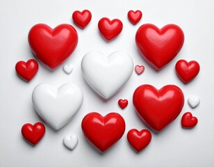 red hearts on white background