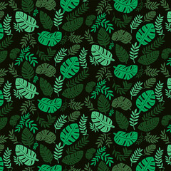Tropical Green Leaf Seamless Pattern