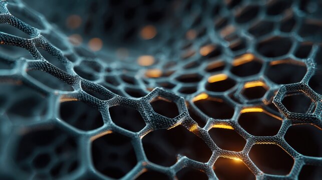 Abstract molecular structure with glowing energy
