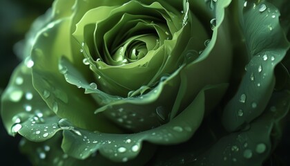  green roses, water drop