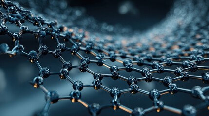 Close-up of metallic molecular structure in dark setting