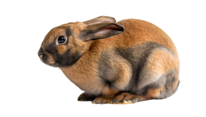 Little fluffy bunny rabbit sitting, transparent background