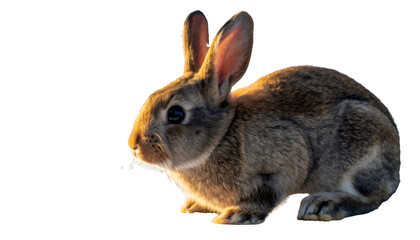 Cute brown domestic rabbit on transparent background