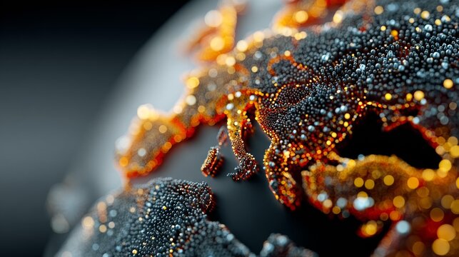 Stunning abstract globe with illuminated geographical data representing global connectivity and data visualization on a dark background - Powered by Adobe