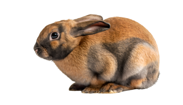 Little fluffy bunny rabbit sitting, transparent background - Powered by Adobe