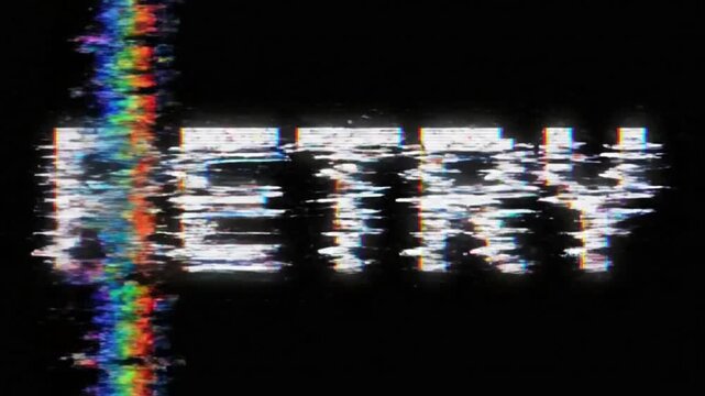 Pixelated RETRY text with heavy vertical colour bar distortion and noise effect. Perfect for second chance and gaming concepts