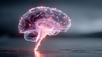 Stunning 3D rendered human brain with glowing neural network, representing intelligence, creativity, and innovation