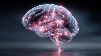 Stunning 3D rendered human brain with glowing neural pathways, representing intelligence, innovation, and creative thinking