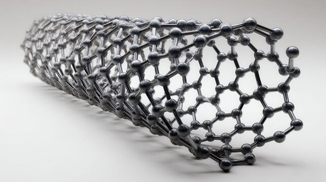 Futuristic carbon nanotube molecular structure illustration