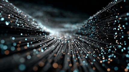 Dynamic data streams flowing through space with glowing particles, perfect for technology and futuristic concepts