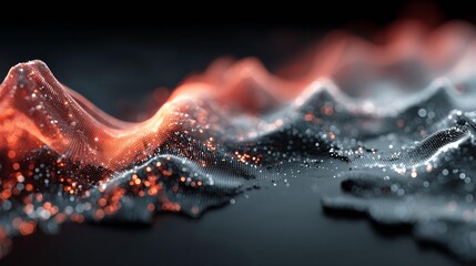 Dynamic digital data visualization representing network connections, modern technology, and future concepts with vibrant glowing particles