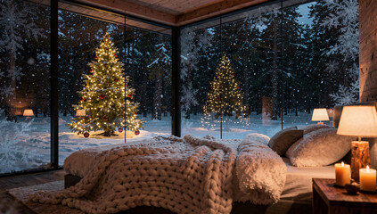 "Winter Serenity: Moonlit Snowscape Retreat"