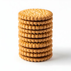 Stack of Round Biscuits with Decorative Pattern