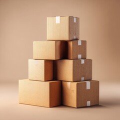 Obraz premium Stack of cardboard boxes for shipping