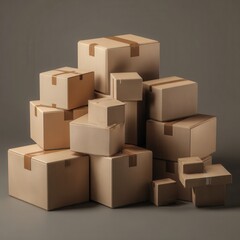 Fototapeta premium Stack of cardboard shipping boxes ready for delivery