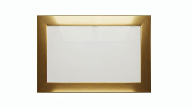 Simple gold metal picture frame with white matting