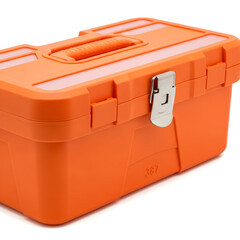 Bright Orange Plastic Toolbox with Metal Latch