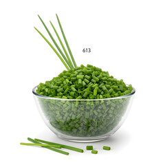 Freshly Chopped Chives in a Glass Bowl