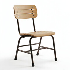 Simple Wooden and Metal Chair on White Background