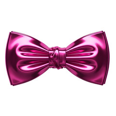 Shiny Pink Metallic Bow Tie on White Background