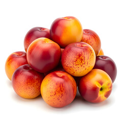 A Pile of Fresh Nectarines on a White Background