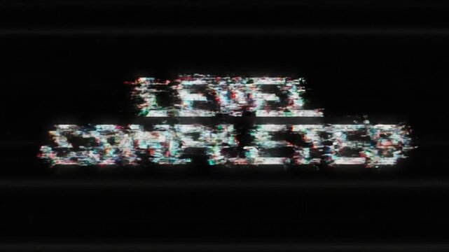 Pixelated LEVEL COMPLETED text with strong digital distortion and VCR tracking effect on a black screen. Perfect for achievement and project finalization concepts