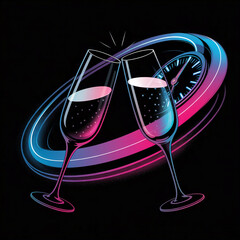  Isolated glass of red wine and bottle ready for a celebration or a festive drink