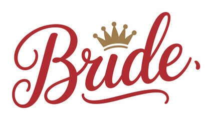 The word 'Bride' stylized with a crown above the 'i' represents a celebratory concept.