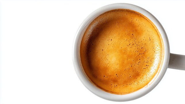 Espresso coffee cup with thick crema foam, isolated on white background - Powered by Adobe