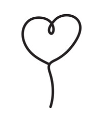 Abstract Air Balloon with Heart Line Drawing on White Background