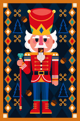 Flat Classic Festive Nutcracker Illustration
