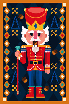 Flat Classic Festive Nutcracker Illustration
