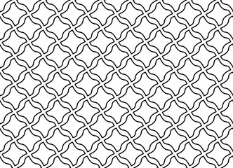 Seamless vector background of thin black lines on a white background. For covers, advertising, packaging. Curved shapes. Tile, wallpaper, fabric, textile. Basis for layout