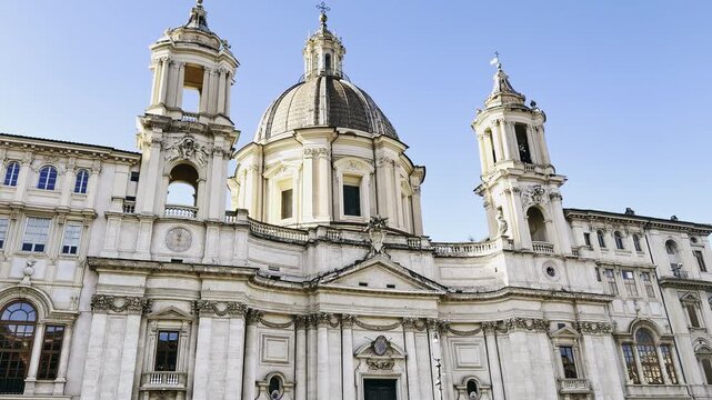 Sant'Agnese in Piazza Navona is a 17th Century Baroque Church in Rome Italy 24.11.2025 Footage.