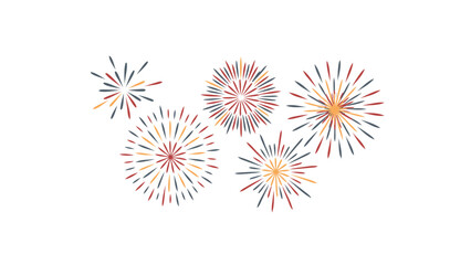 Vibrant abstract fireworks exploding in a colorful display against a clean white background for celebrations