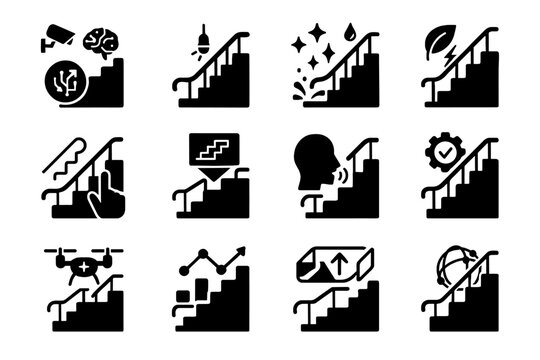 Stairs automated adaptive activation icon futuristic control analytics vector monitoring icons drone