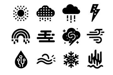 Holographic sun lightning vector simulation energy virtual weather aurora icons fog ai