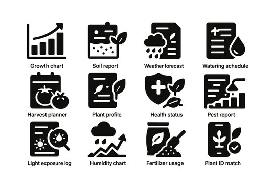 Usage light ai humidity plant watering soil profile exposure vector icon gardener